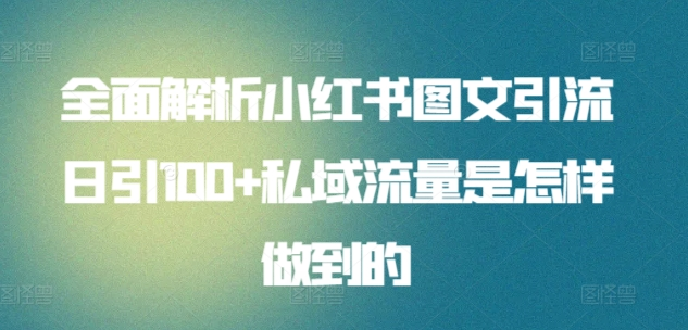 暴力引流 小红书图文引流日引100私域全面拆解【打粉人必看】-小哥网