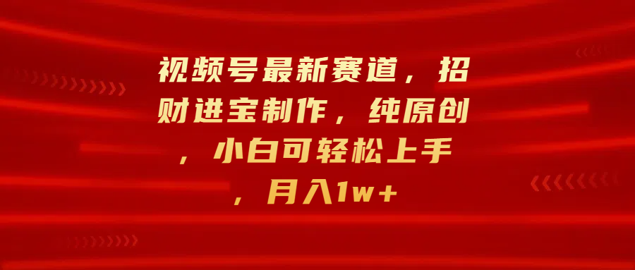 视频号最新赛道，招财进宝制作，纯原创，小白可轻松上手，月入1w+-117资源网