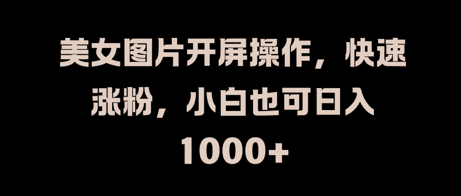 美女图片开屏操作，快速涨粉，小白也可日入1000+-小哥网