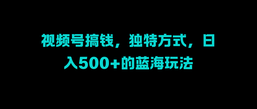 视频号搞钱，独特方式，日入500+的蓝海玩法-小哥网