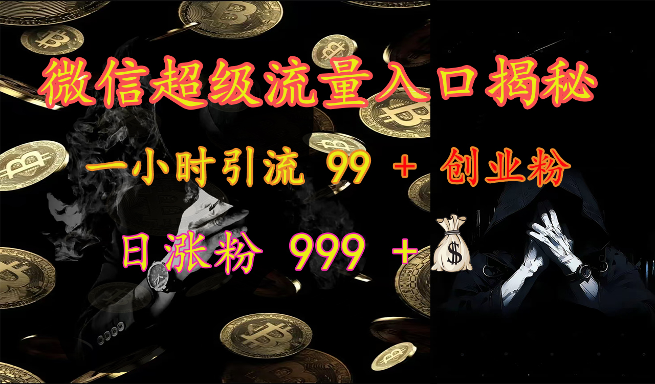 微信超级流量入口揭秘：一小时引流 99 + 创业粉，日涨粉 999 +【揭秘】-小哥网