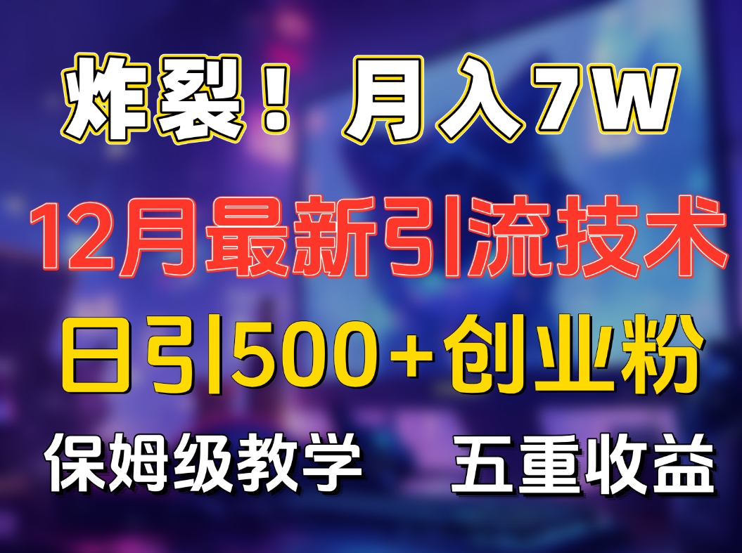 炸裂！月入7W+揭秘12月最新日引流500+精准创业粉，多重收益保姆级教学-小哥网