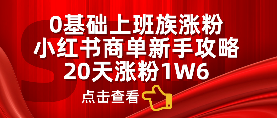 小红书商单新手攻略，20天涨粉1.6w，0基础上班族涨粉-小哥网