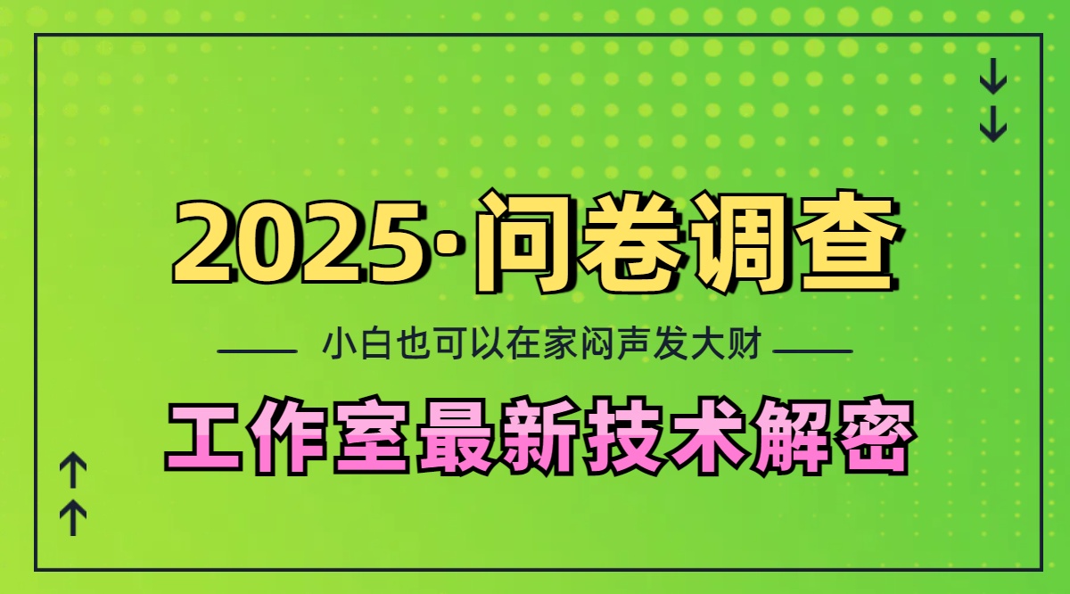 2025《问卷调查》最新工作室技术解密：一个人在家也可以闷声发大财，小白一天200+，可矩阵放大-小哥网