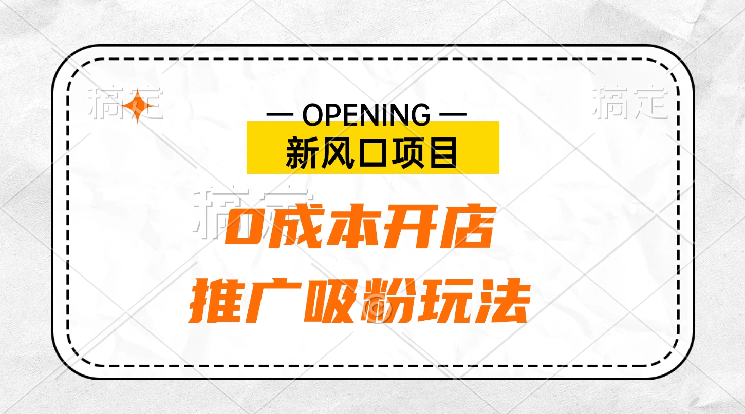 新风口项目、0成本开店、推广吸粉玩法-小哥网