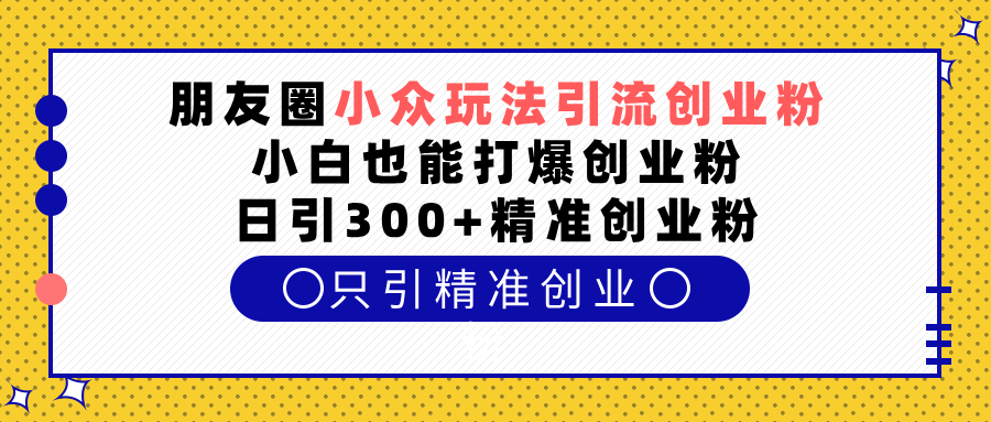 朋友圈小众玩法引流创业粉，小白也能打爆创业粉，日引300+精准创业粉-热爱者网创