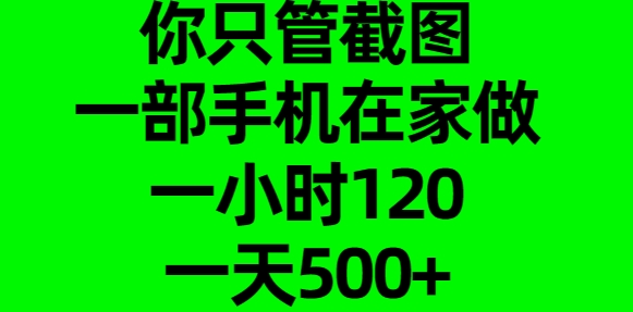 你只管截图，一部手机在家做，一小时120，一天500+-小哥网