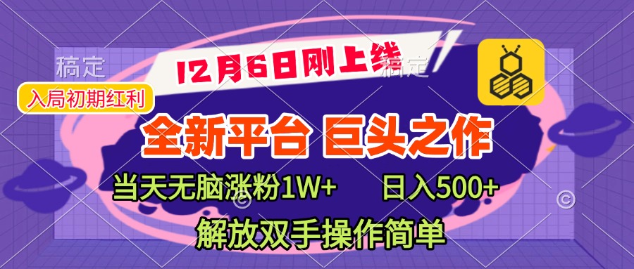 全新引流平台，巨头之作，当天无脑涨粉1W+，日入现500+，解放双手操作简单-小哥网